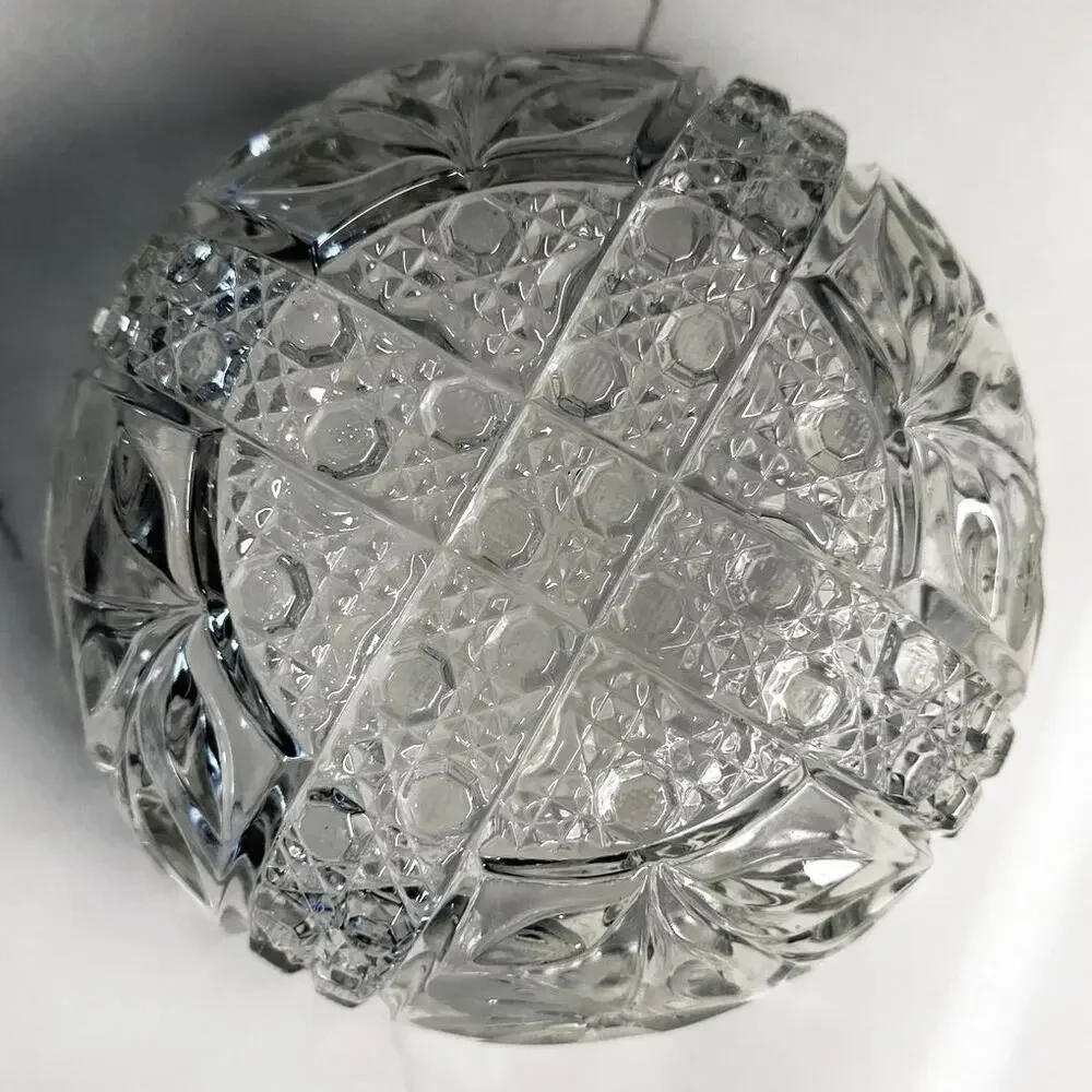 Antique American Brilliant Period Cut Glass Bowl Lead Crystal Floral Leaves 8”